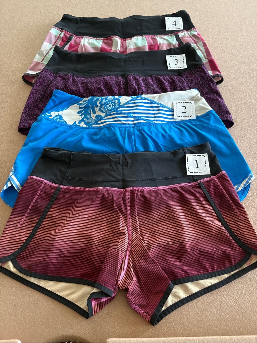 Lululemon speed up shorts. All size 6. Good condition and clean liners.